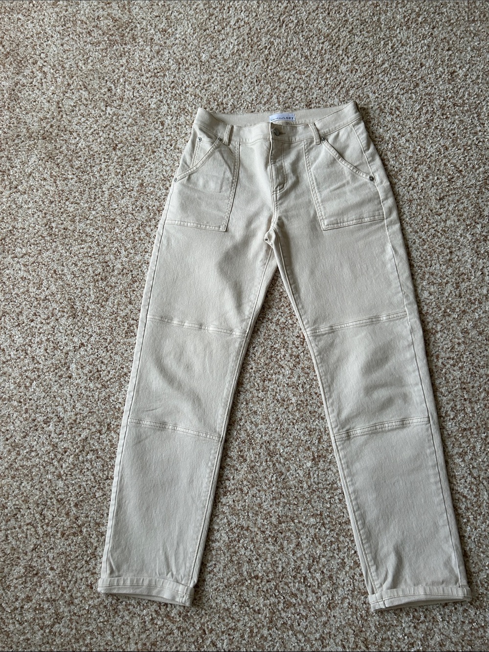 LOFT Beige Straight-Leg Jeans